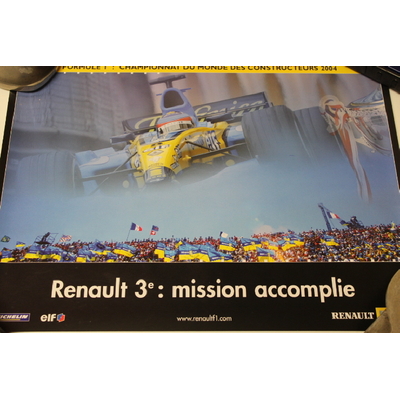 affiche publicitaire neuve d'origine RENAULT formule 1 mission accomplie