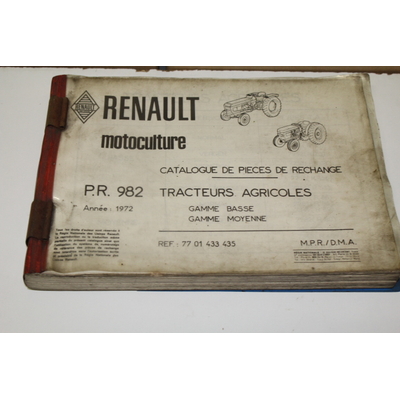 manuel pièces de rechange PR 982 RENAULT motoculture, tracteur agricole