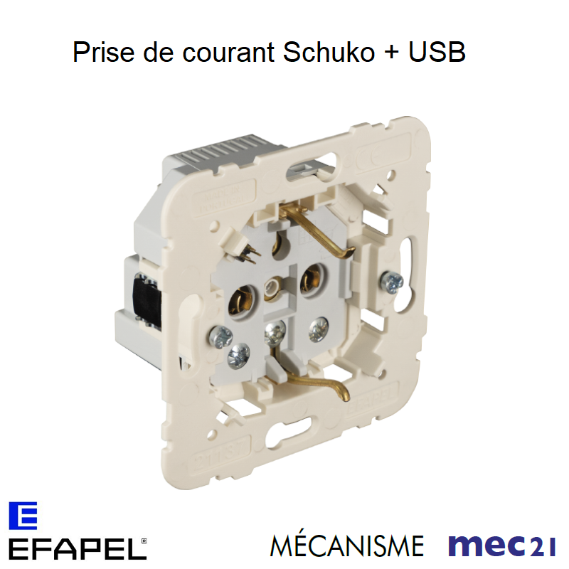 Mécanisme de Prise de courant Schuko avec USB A+C