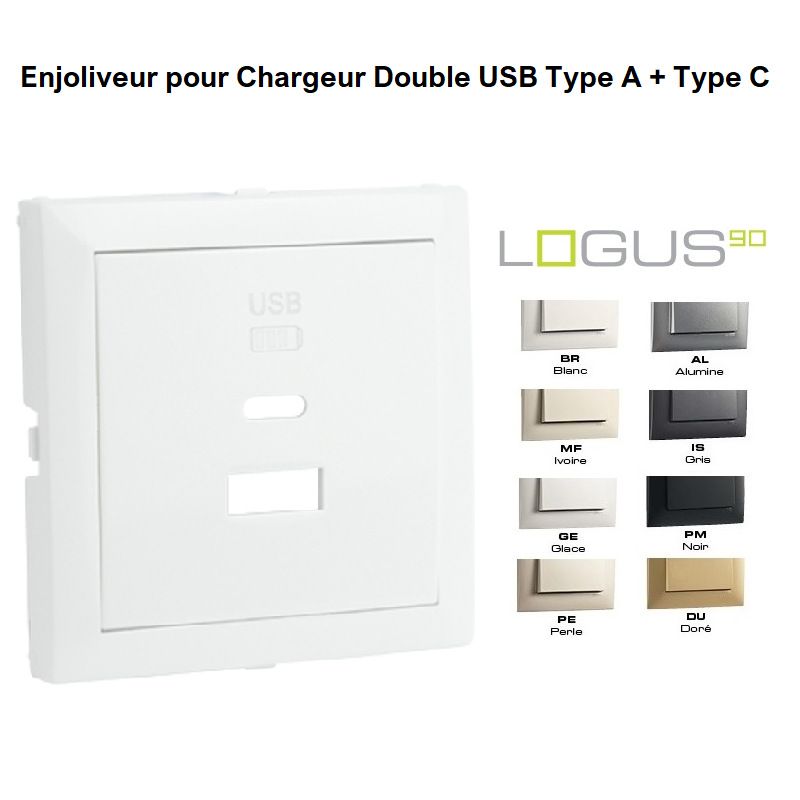 Enjoliveur de Chargeur double USB A+C LOGUS 90