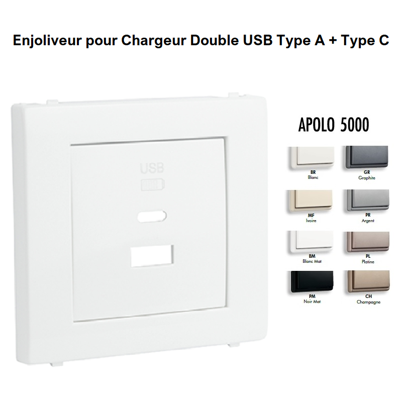Enjoliveur de chargeur Double USB A+C APOLO 5000