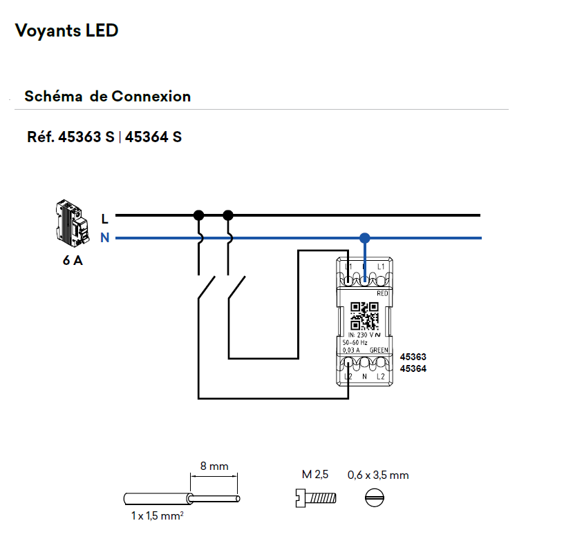 Voyant 45363 45364 Schéma de connexion