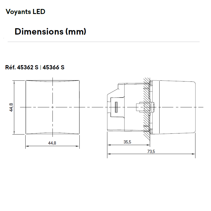 Voyant 45362 45366 Dimensions