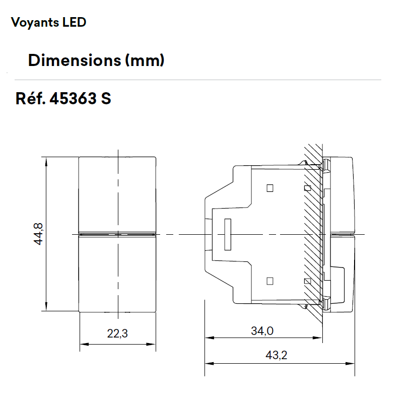 Voyant 45363 Dimensions