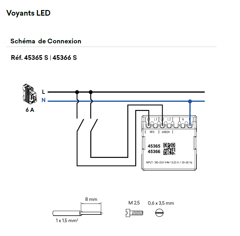 Voyant 45365 45366 Schéma de connexion