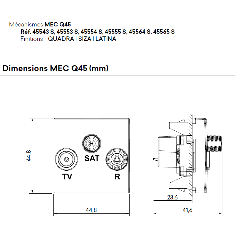 Dimensions 45543 45533 45554 45555 45564 45565