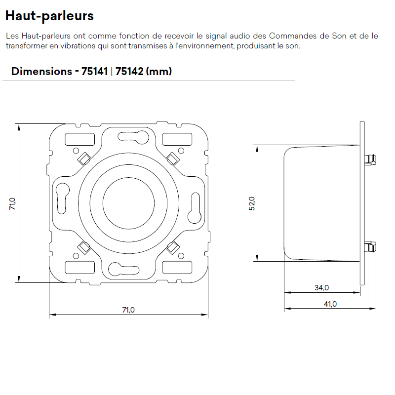 Haut parleur 75141 75142 Dimensions