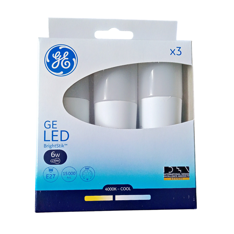 Lot de 3 Ampoules LED GE Bright Stik E27 - 6W - 4000K