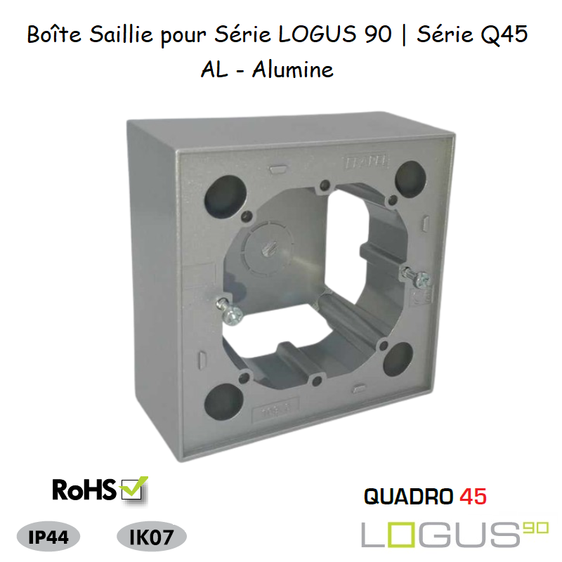 Boite Saillie pour Logus90 ou série Quadro 45 pour goulotte série 10 Moulures 10976AAL