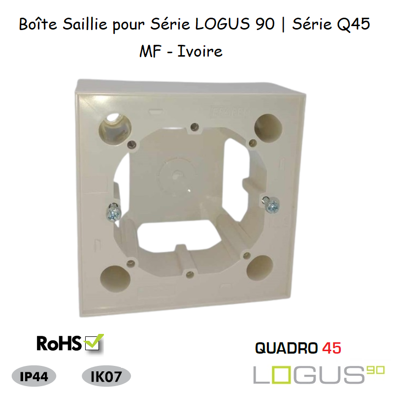 Boite Saillie pour Logus90 ou série Quadro 45 pour goulotte série 10 Moulures 10976AMF
