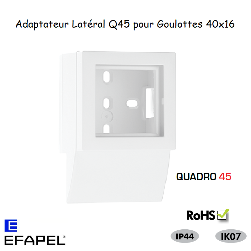 Adaptateur latéral série Quadro 45 pour goulotte série 10 Moulures 10966