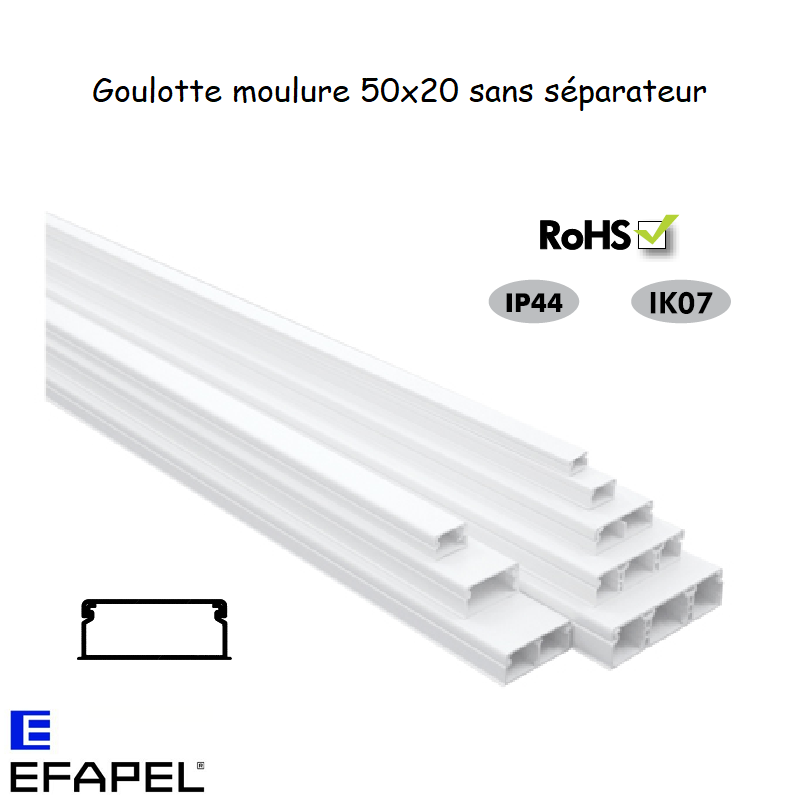 Goulotte moulure 50x20 sans séparateur 10500CBR