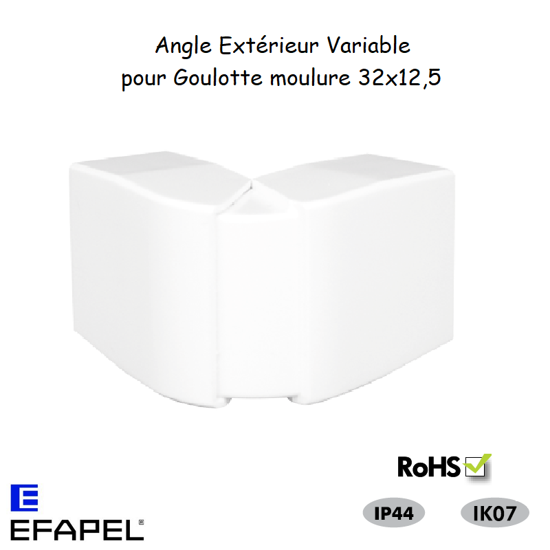 Angle extérieur variable pour goulotte série 10 Moulures 32x12,5 10406ABR