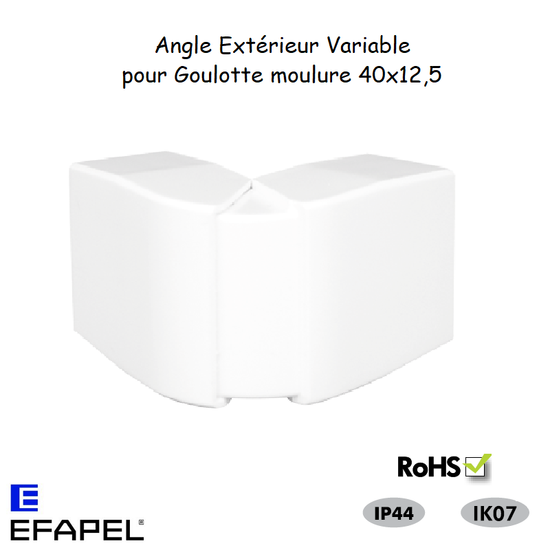 Angle extérieur variable pour goulotte série 10 Moulures 40x12,5 10056ABR