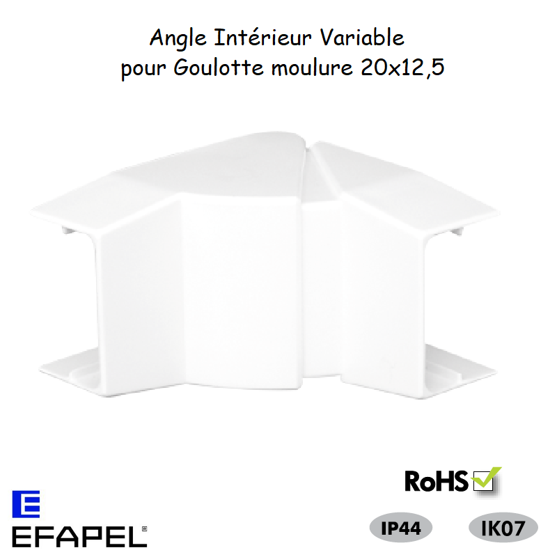 Angle Intérieur variable pour goulotte série 10 Moulures 20x12,5 10032ABR