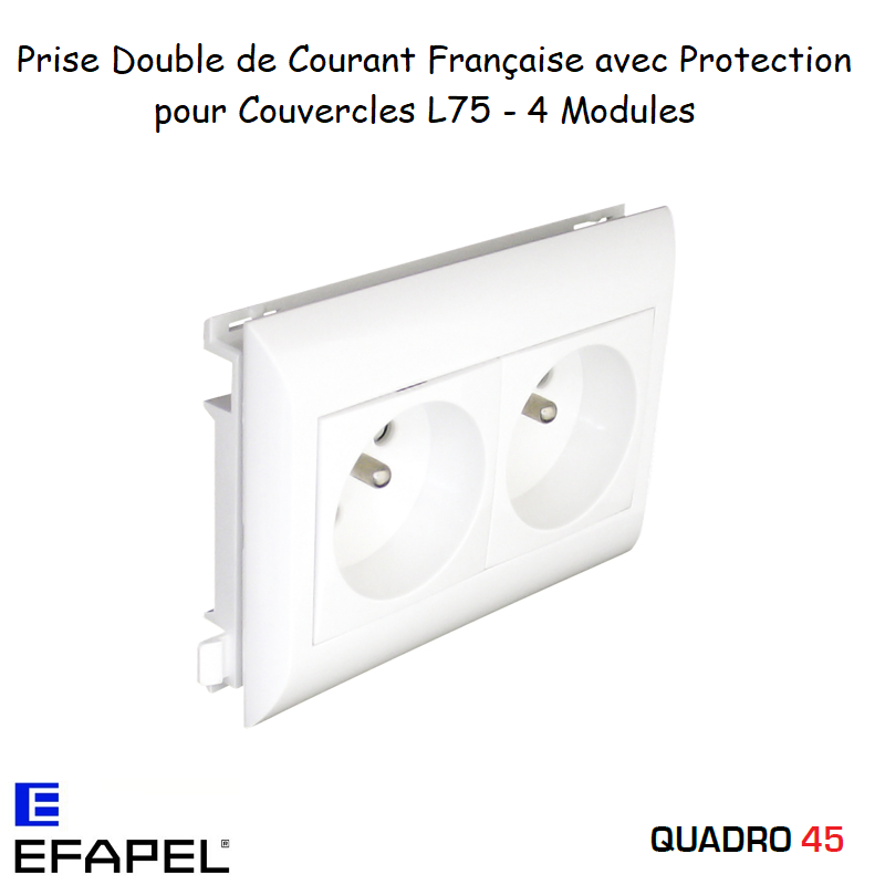 Prise de courant française inclinée 45° 4 modules Quadro 45263CBR Blanc