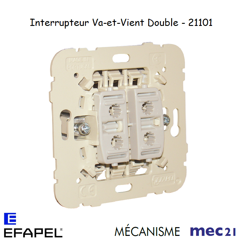 Mécanisme interrupteur va-et-vient double mec 21101