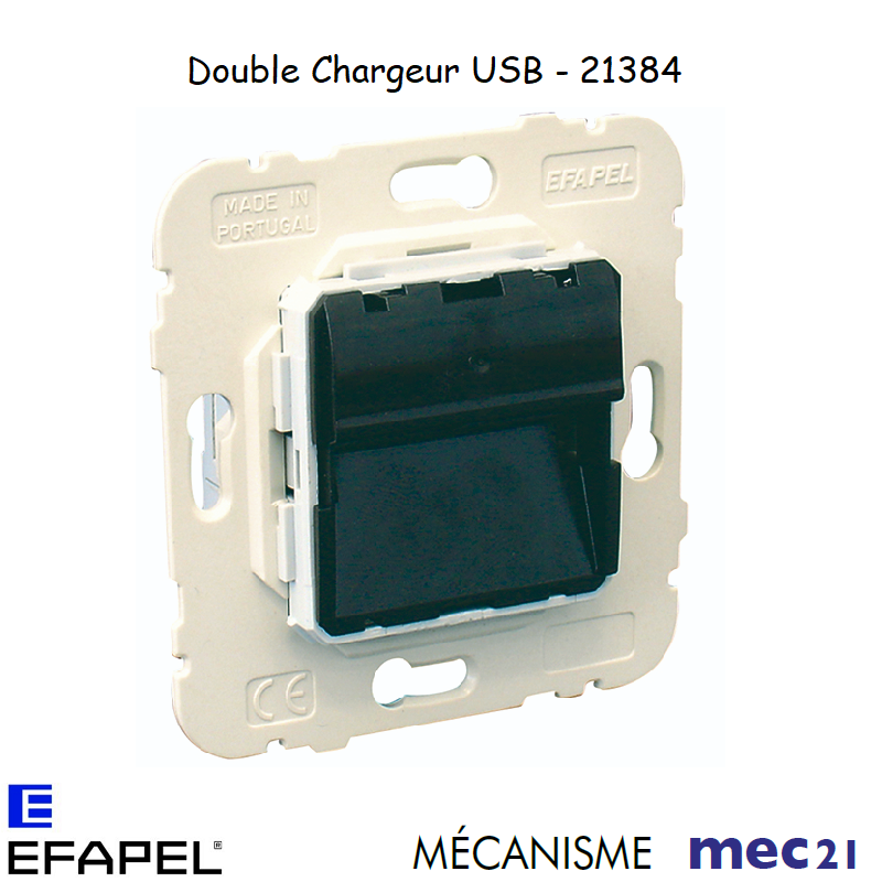 Mécanisme double chargeur USB sortie à 20° tyoe A mec 21384