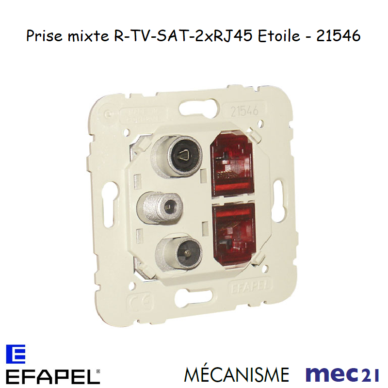 Mécanisme prise R TV SAT 2xRJ45 étoile mec 21546