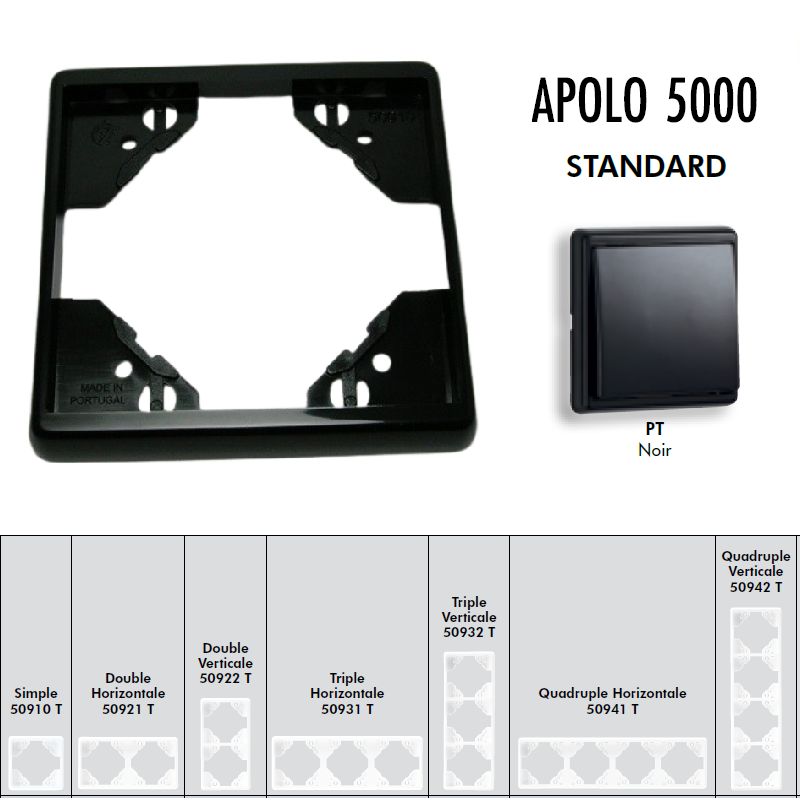 Plaque simple ou multiple Apolo 5000 TPT Noir