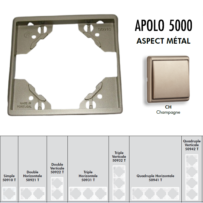 Plaque simple ou multiple Apolo 5000 TCH Champagne