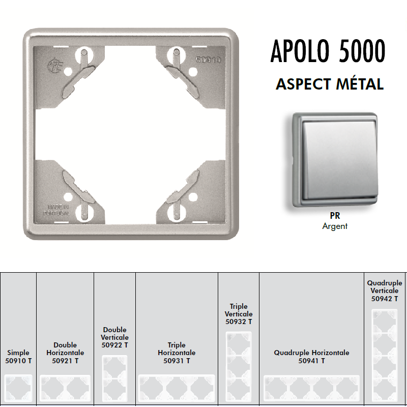 Plaque simple ou multiple Apolo 5000 TPR Argent