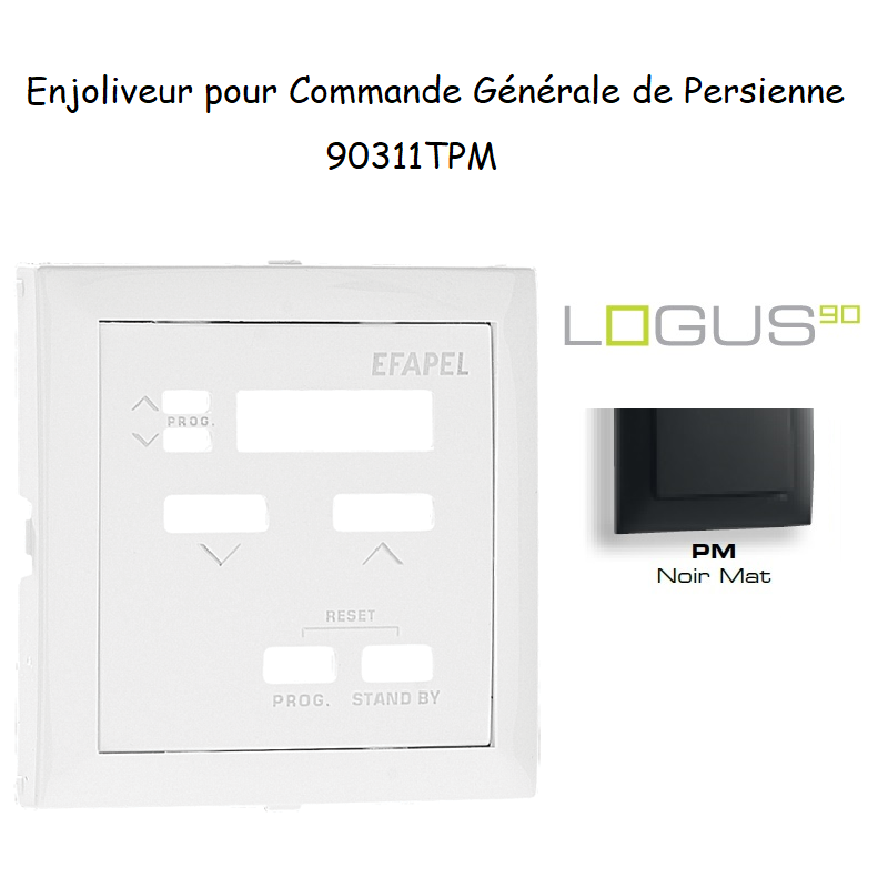 Enjoliveur pour commande générale de persienne Logus 90311TPM Noir MAT
