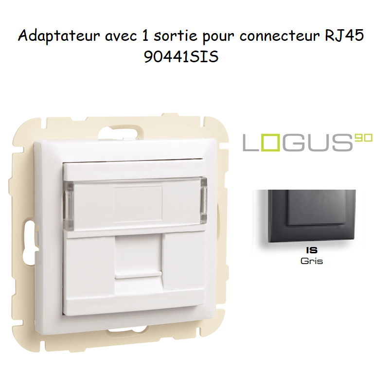 Adaptateur avec 1 module 12 sortie pour connecteur RJ45 Logus 90441SIS Gris