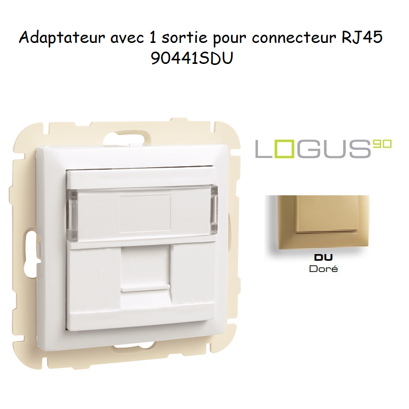 Adaptateur avec 1 module 12 sortie pour connecteur RJ45 Logus 90441SDU Doré