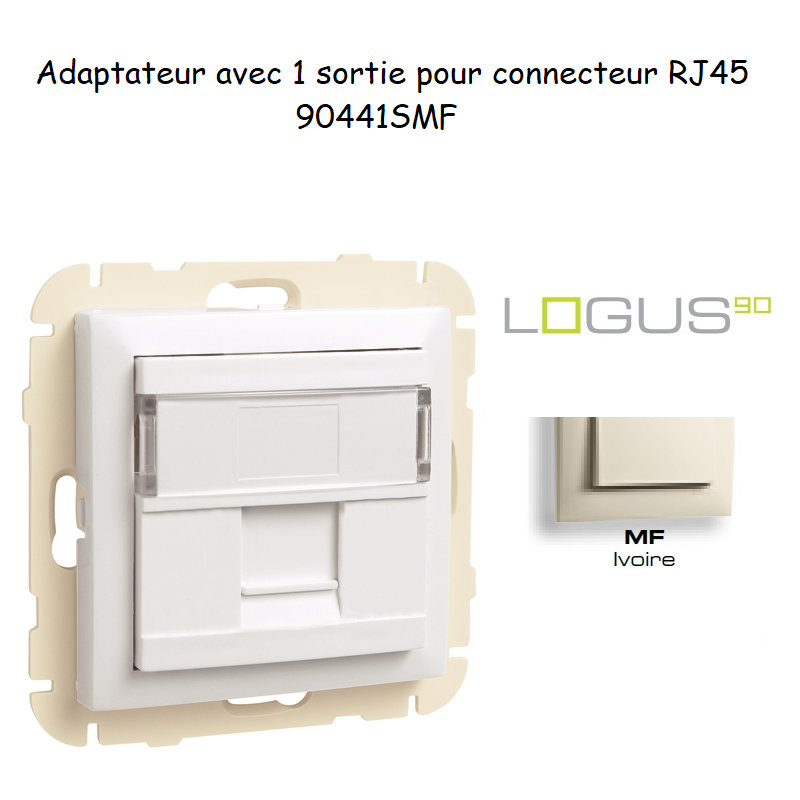 Adaptateur avec 1 module 12 sortie pour connecteur RJ45 Logus 90441SMF Ivoire