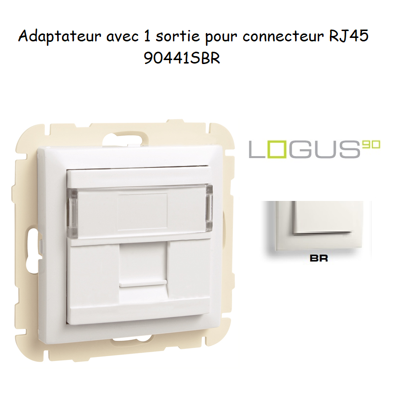 Adaptateur avec 1 module 12 sortie pour connecteur RJ45 Logus 90441SBR Blanc