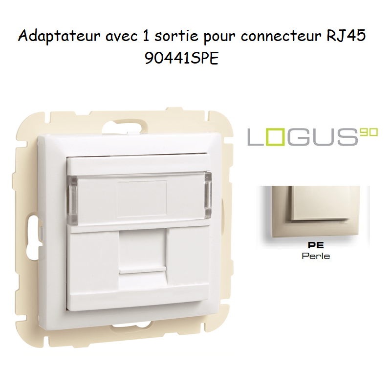 Adaptateur avec 1 module 12 sortie pour connecteur RJ45 Logus 90441SPE Perle