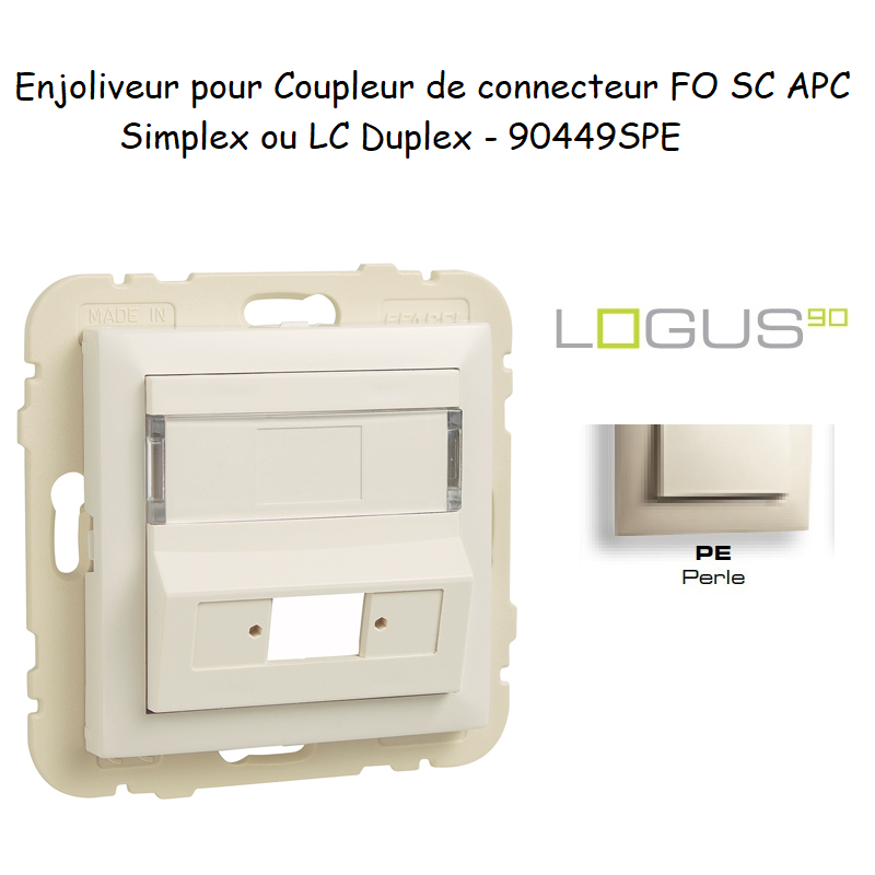 Enjoliveur pour Coupleur de connecteurs FO SC APC Simplex ou LC Duplex Logus 90449SPE Perle