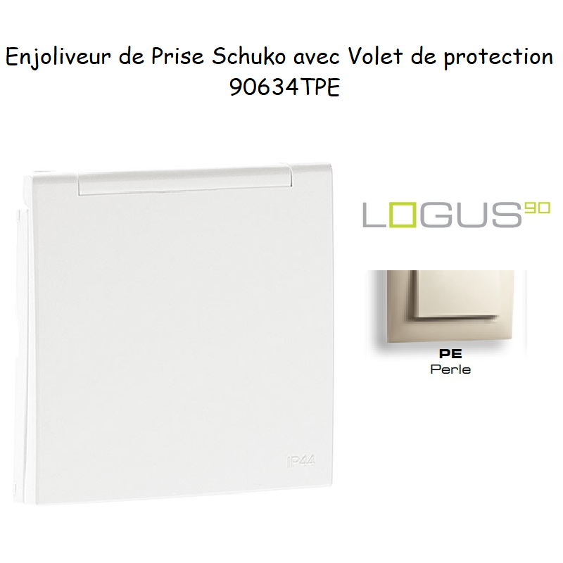 Enjoliveur pour Prise de courant schuko avec volet de protection Logus 90634TPE Perle