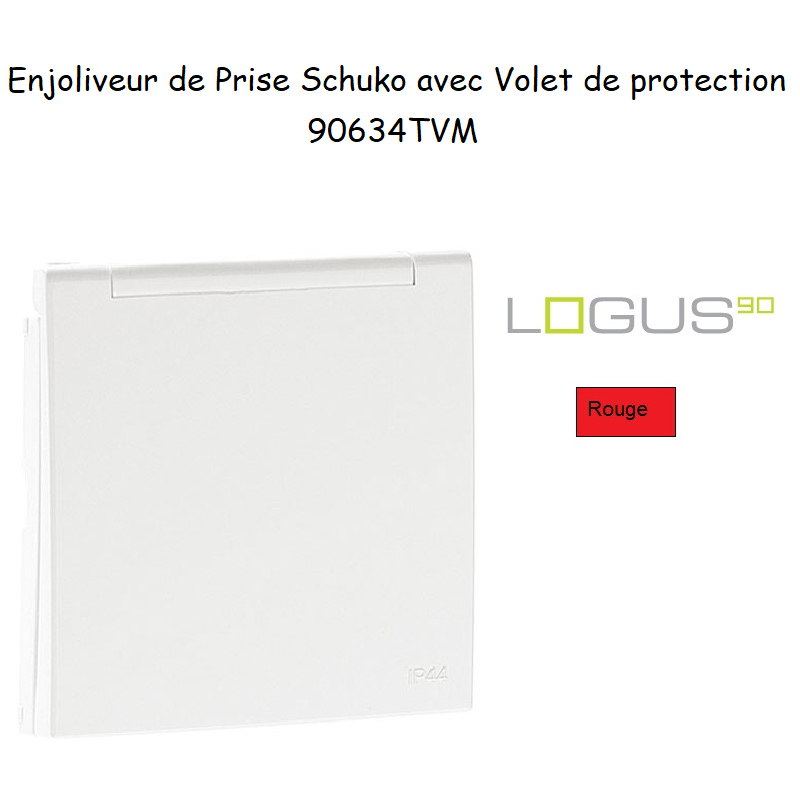 Enjoliveur pour Prise de courant schuko avec volet de protection Logus 90634TVM Rouge
