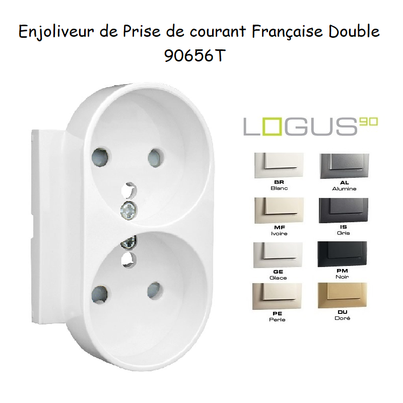 Enjoliveur pour Prise de courant française double avec protection Logus 90656T