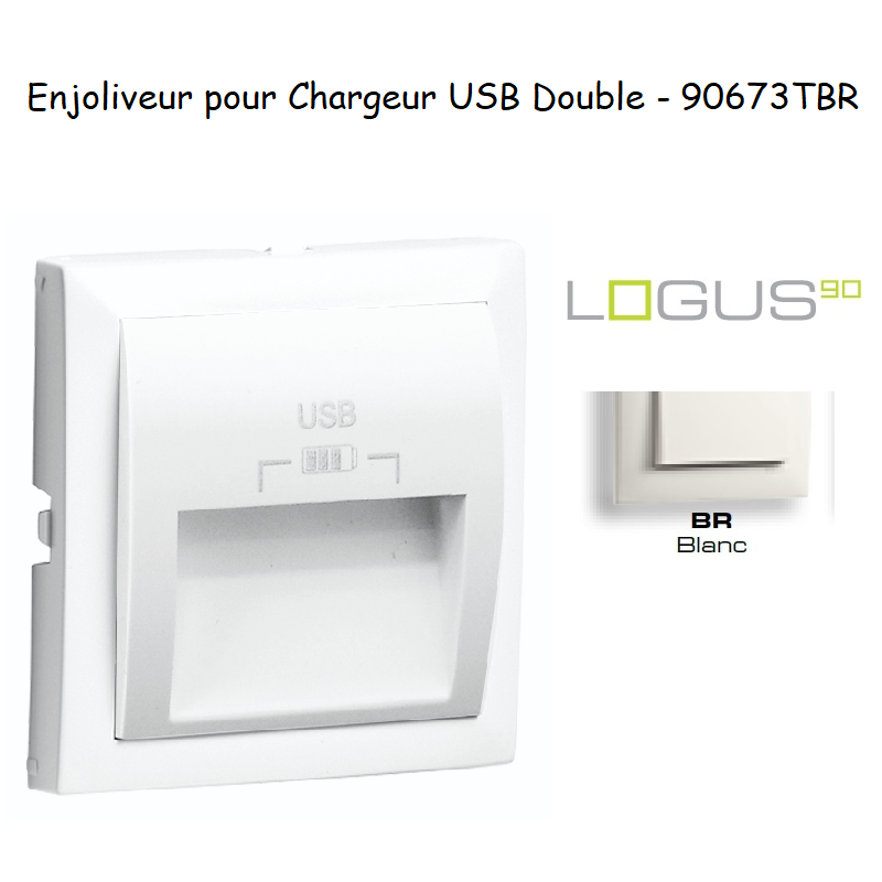 Enjoliveur pour double chargeur usb LOGUS 90673TBR Blanc
