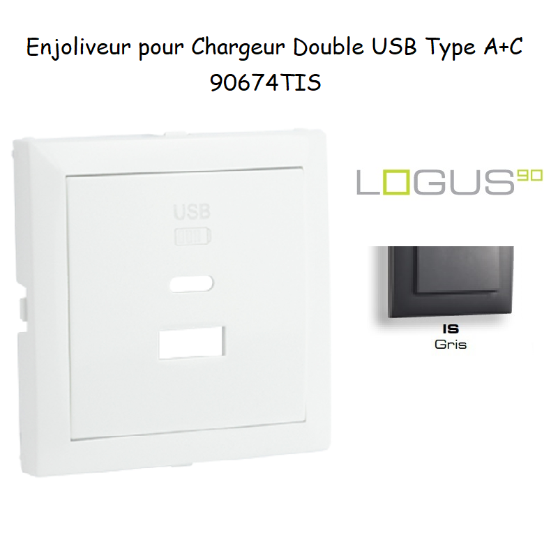 Enjoliveur pour Chargeur Double USB Type A + Type C 90674TIS