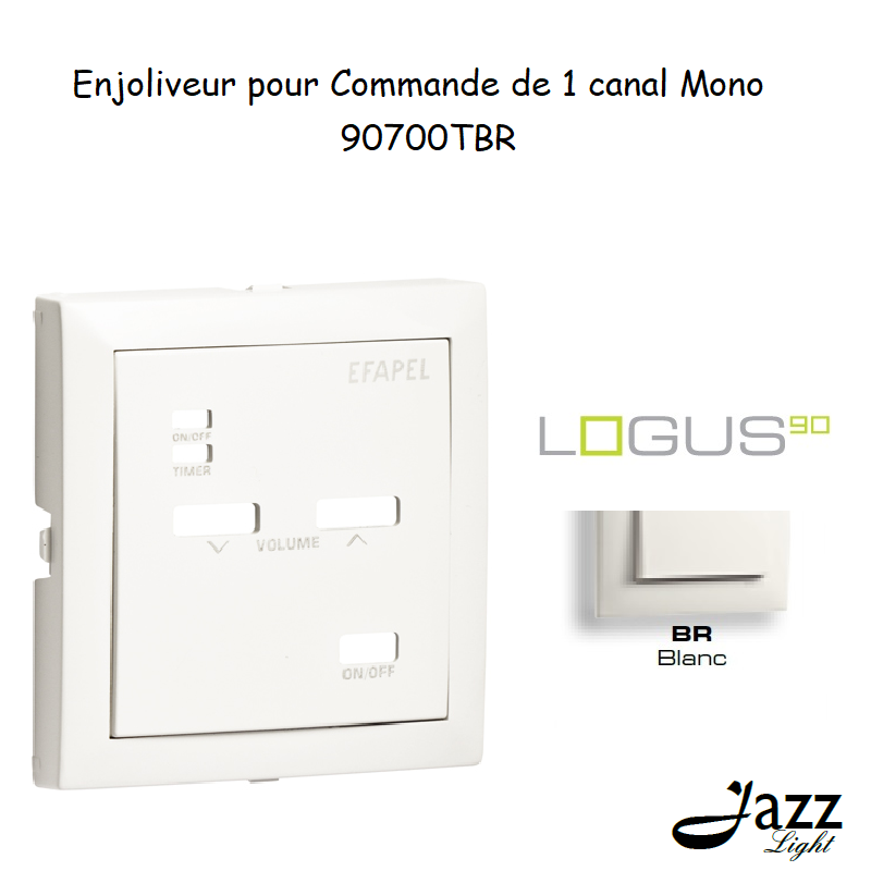 Enjoliveur pour Commande de 1 canal monoo logus90 90700TBR Blanc