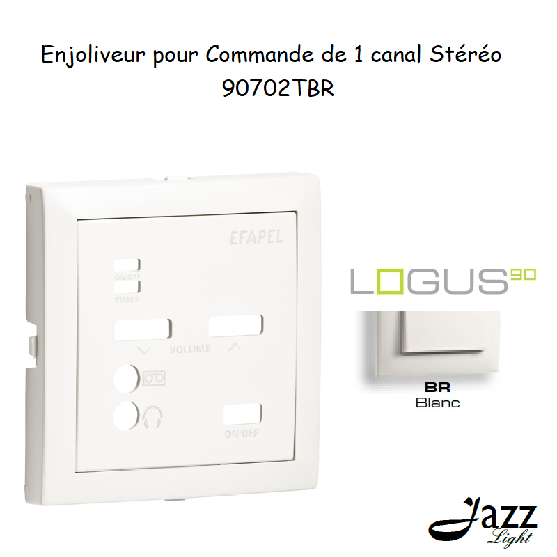 Enjoliveur pour Commande de 1 canal stéréo logus90 90702TBR Blanc