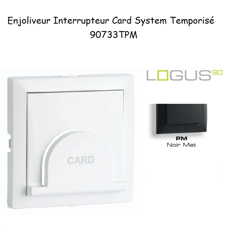 Enjoliveur pour interrupteur Card System Logus 90 90733TPM Noir MAT
