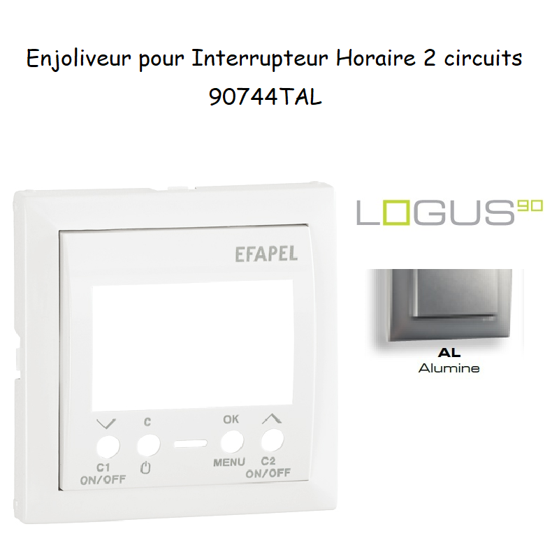 Enjoliveur pour interrupteur horaire 2 circuits LOGUS 90744TAL ALumine