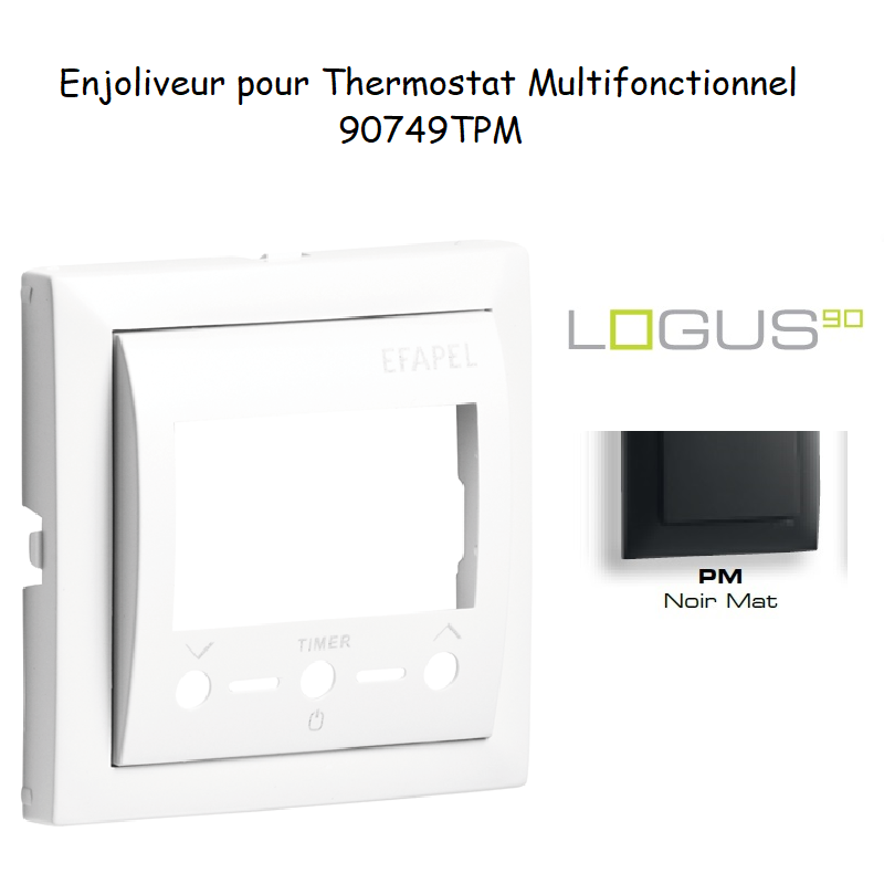 Enjoliveur pour Chonothermostat avec capteur IR Logus 90749 TPM Noir MAT