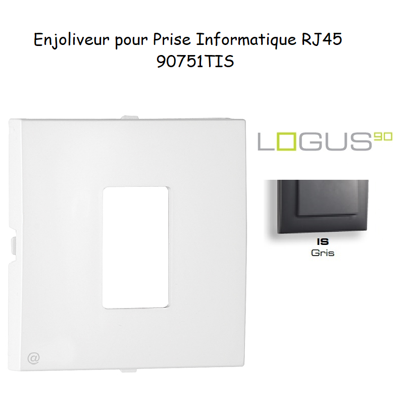 Enjoliveur pour prise informatique RJ45 LOGUS 90751TIS Gris