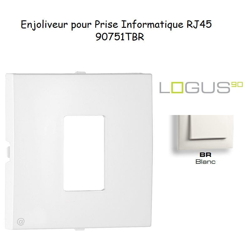 Enjoliveur pour prise informatique RJ45 LOGUS 90751TBR Blanc