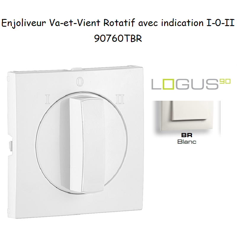 Enjoliveur pour Va-et-vient rotatif avec indication I,0,II Logus 90760 TBR Blanc