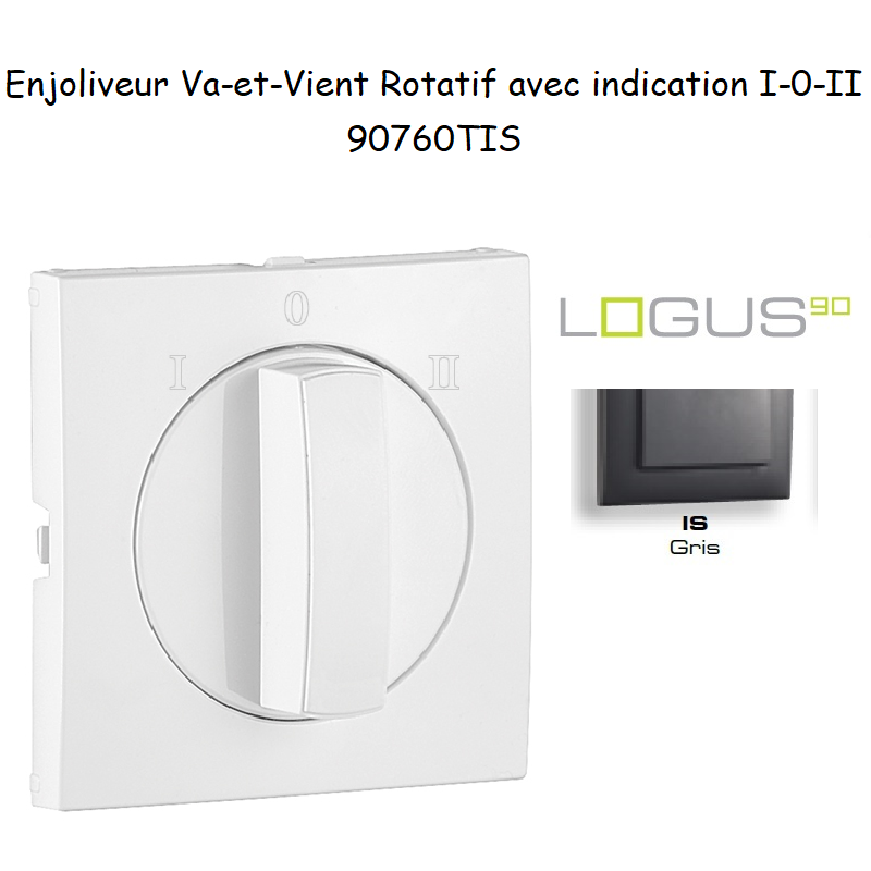 Enjoliveur pour Va-et-vient rotatif avec indication I,0,II Logus 90760 TIS Gris