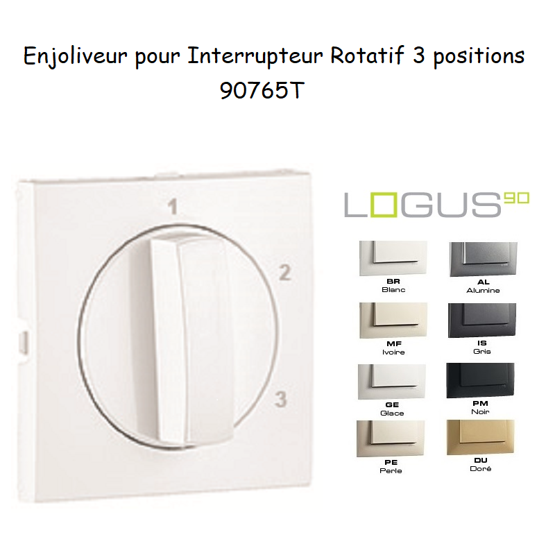 Enjoliveur pour Interrupteur rotatif 3 positions Logus 90765T