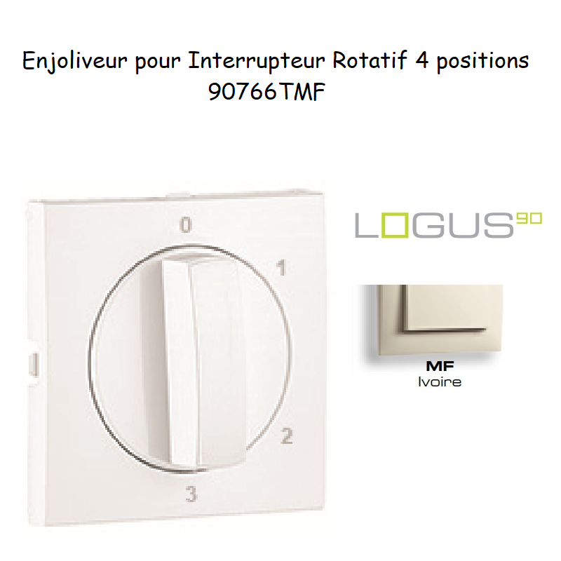Enjoliveur pour Interrupteur rotatif 4 positions Logus 90766TMF Ivoire