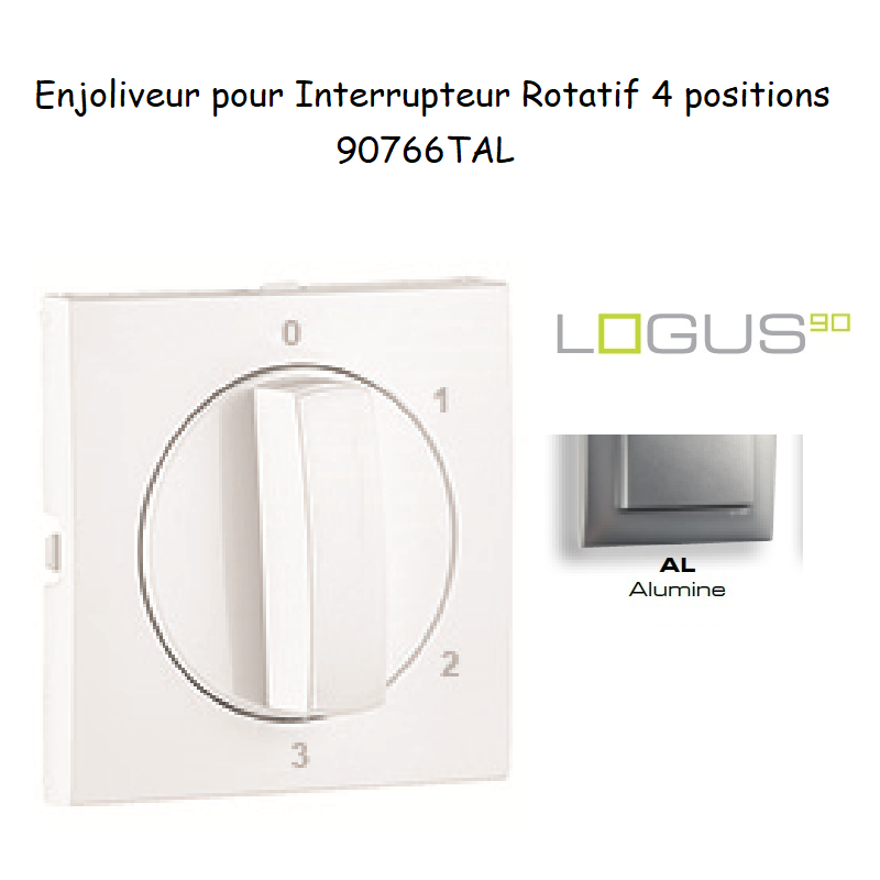 Enjoliveur pour Interrupteur rotatif 4 positions Logus 90766TAL Alumine